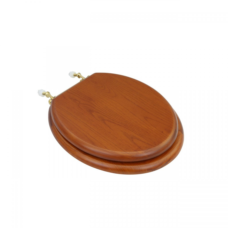 Siège de toilette rond en bois massif, Laiton teint