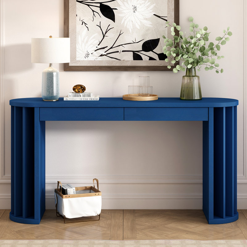 Table American Classic de 59 pouces en placage de chêne noir facile à assembler pour la console de salon, Black