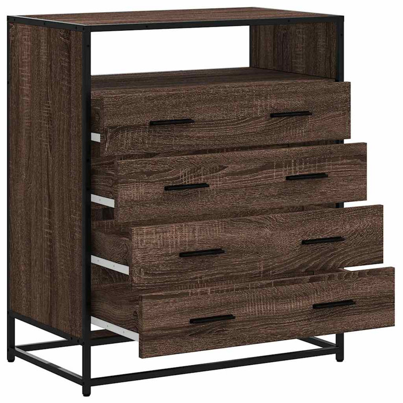 Shuntay Metal Rectangle Accent Chest, Brown Oak