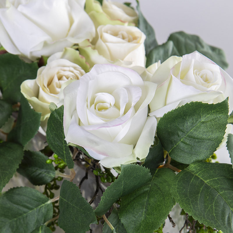 12 " Faux Rose in Glass Vase
