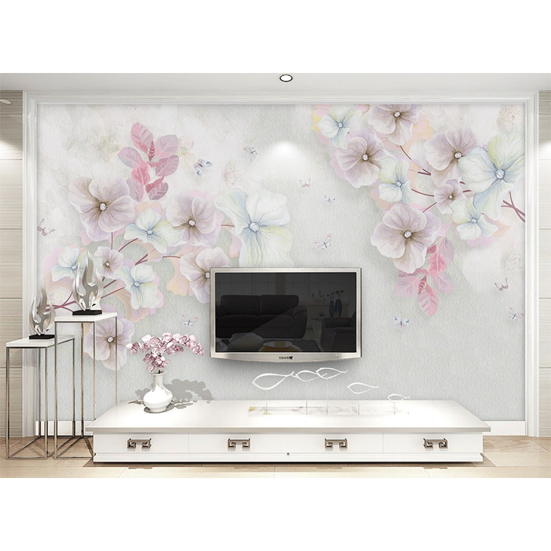 Murale fleur de fleurs nordique Sthilaire, L 106 po x l 187 po