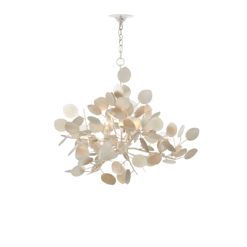 Lunaria 6 - Light Chandelier, Contemporary Silver Leaf