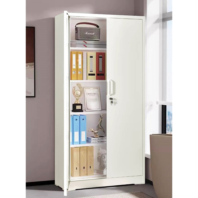 Armoire de rangement en métal 71 po avec portes battantes en acier, 4 tablettes réglables, blanc crème, rouille, pour le garage et le bureau