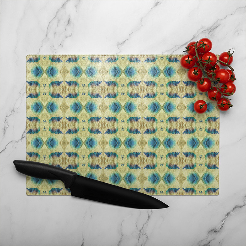 Psychedelic Geometric Pattern Glass Chopping Board