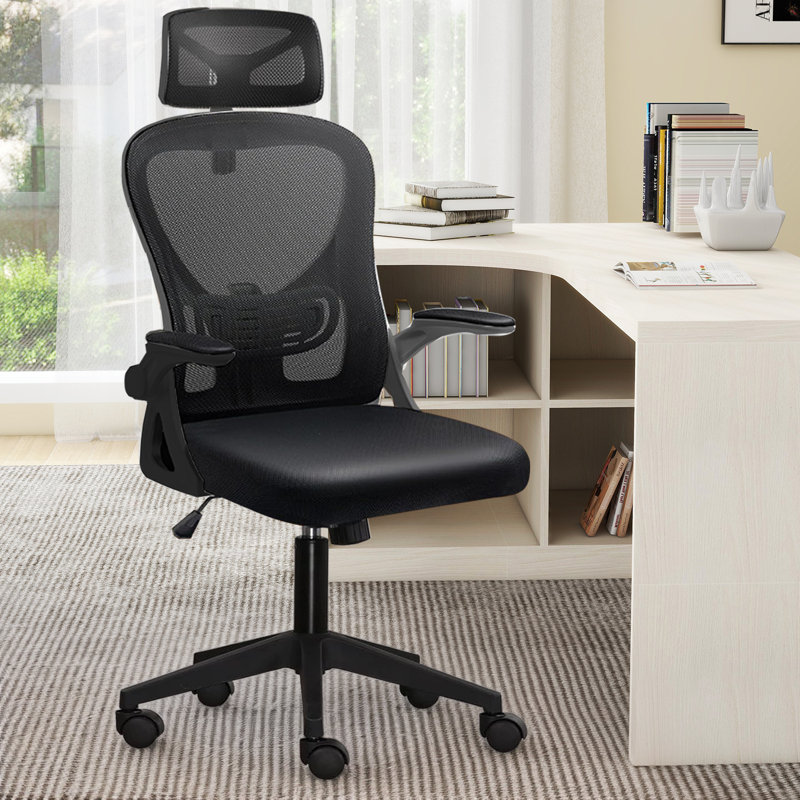 Chaise de bureau en filet Mireyna, Noir