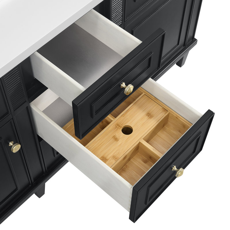 Lorelai 60'' W Double Vanity, Eternal Jasmine Pearl, Black Onyx