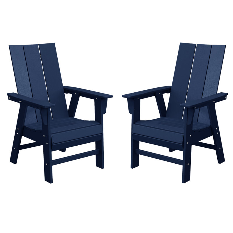 Modern Curveback Upright Adirondack Chair (Set Of 2), Blue