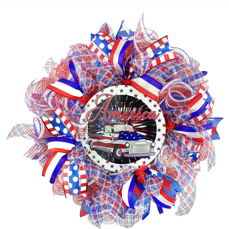 Couronne en maille 17 po Patriotic Classic