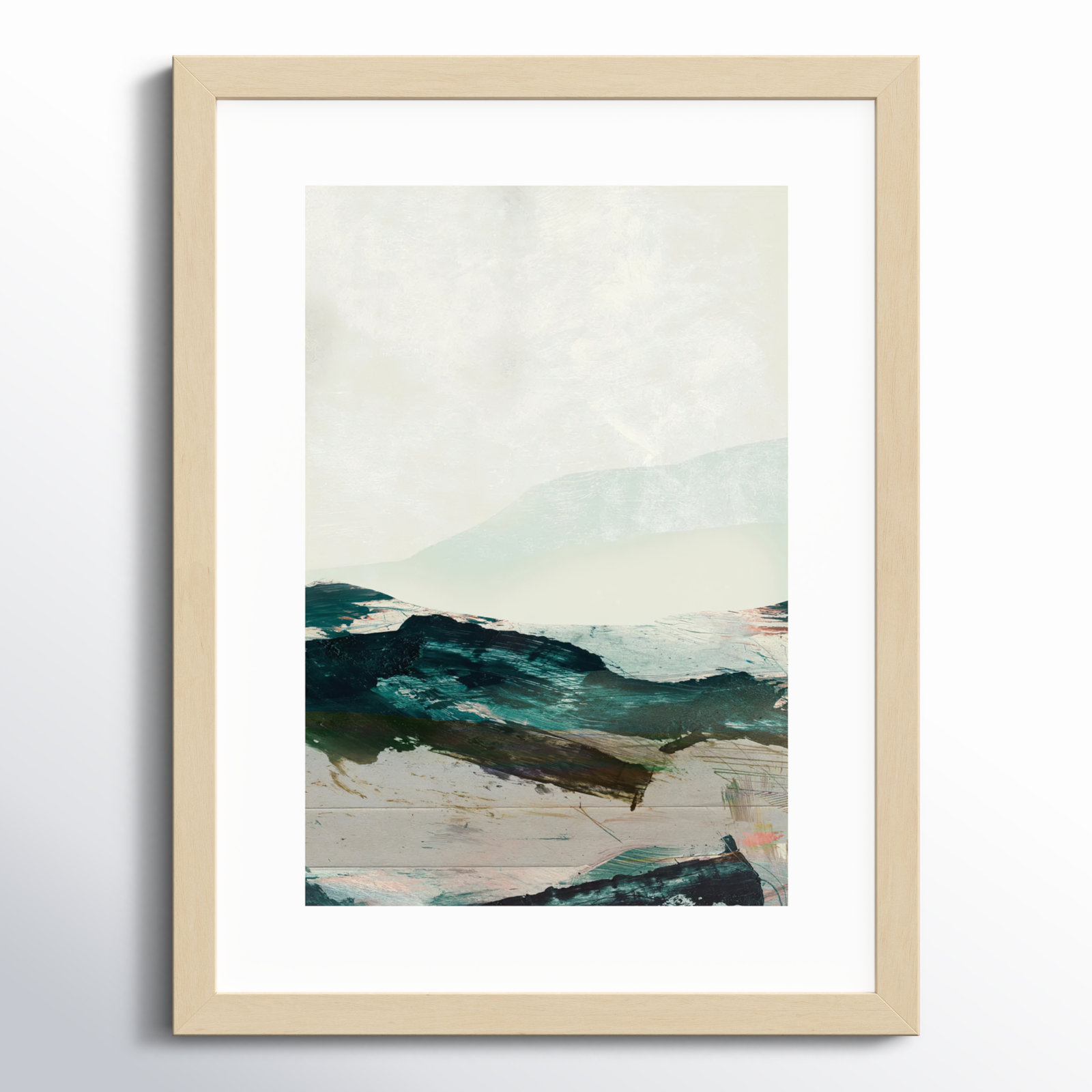 Cleve "Mountains No. 2" Print, Brown Framed, 21" H x 16" W