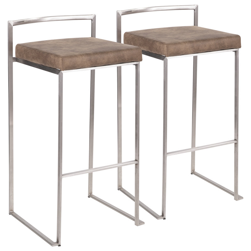 Tabouret de bar et de comptoir Derik, Acier inoxydable, Tabouret de bar (siège d'une hauteur de 31 po), Polyester brun cowboy