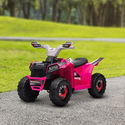 Aosom Kids ATV Quad Car, 6V Four-Wheeler for Kids with Forward Backward Function, Wear-Resistant Wheels for Toddlers Ages 18-36 Months, Pink