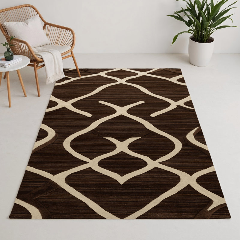 Tapis brun intérieur et extérieur Trellis, Rectangle 9 pi x 12 pi