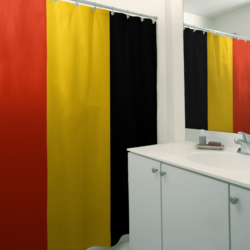Striped and Liner Included Shower Curtain, Red/Gold/Red, No