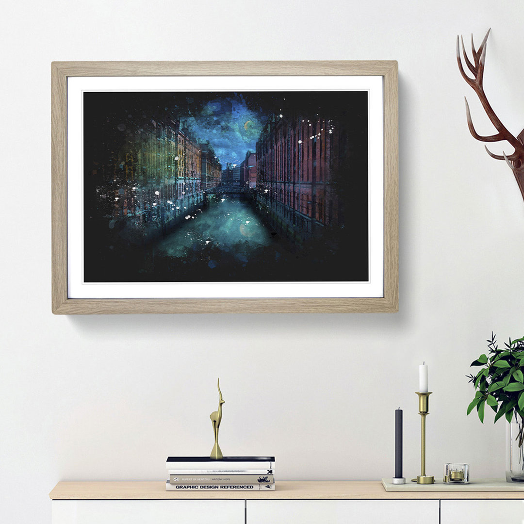 Canal Through Hamburg - Framed Print
