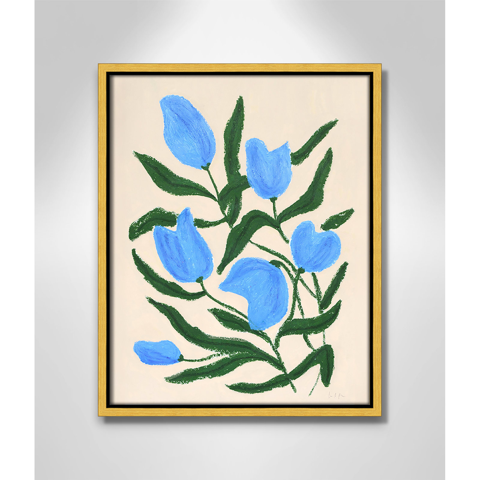 Blue Tulips Print by Camilla Bergqvist, 15.5" H x 12.5" W, Gold