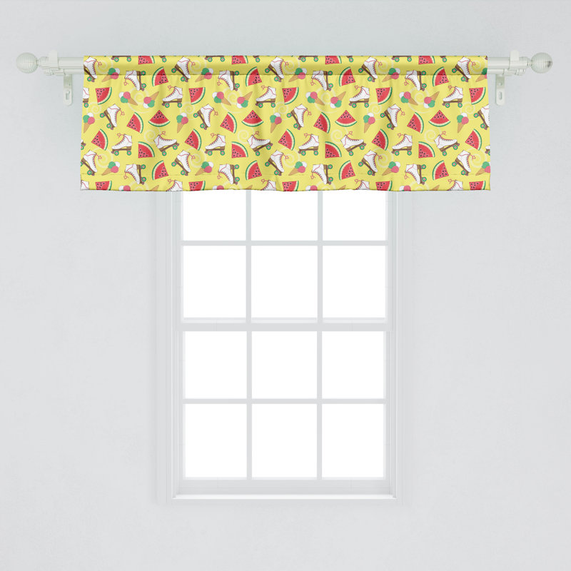 Pastel Yellow Multicolor Roller Skates and Ice Cream Valance