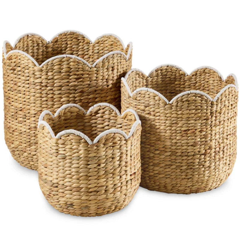 3PC Nesting Baskets, Natural/White