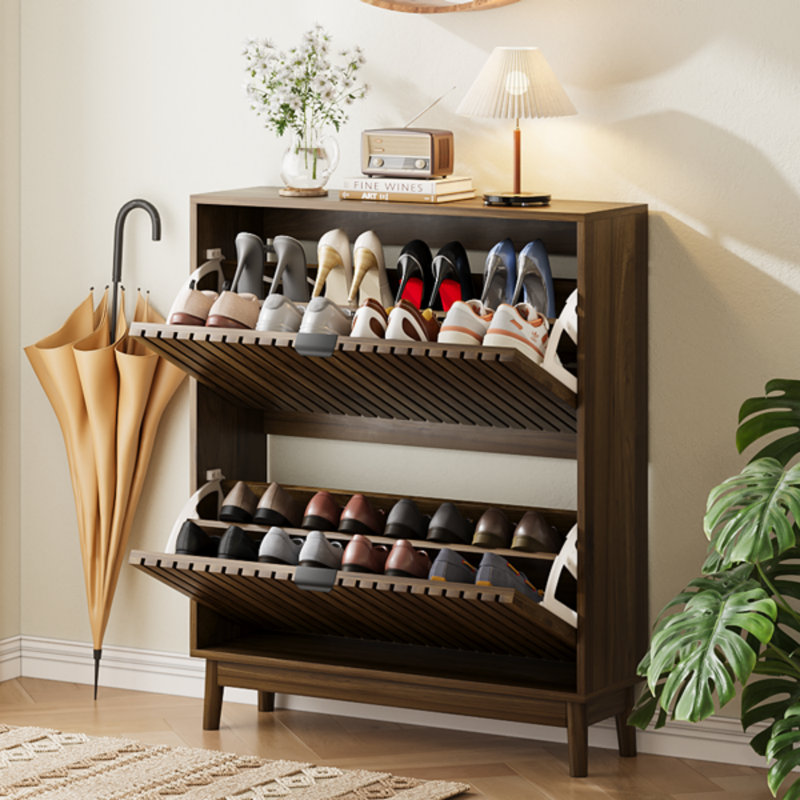 Shoe Storage Cabinet, Walnut 80cm W