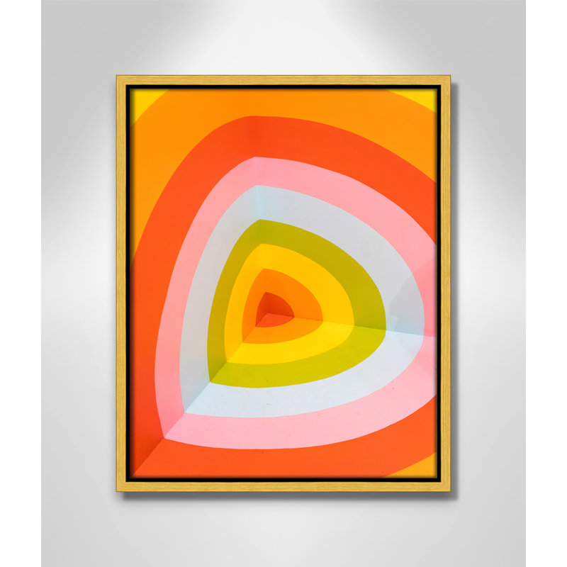 Imprimé Sherbet Bullseye par Jason Leung, H 15,5 po x l 12,5 po x P 2 po, Cadre flottant doré, Pas de tapis