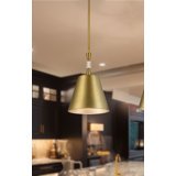 Luminaire suspendu conique en laiton doux à 1 lumière