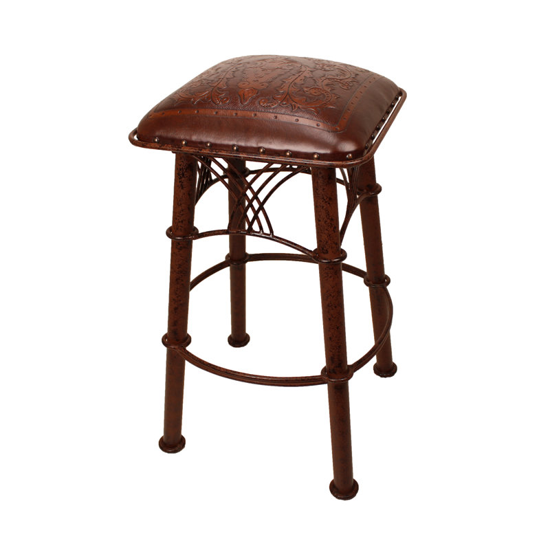 Tabouret 30 "Montana, Brun antique / motif colonial