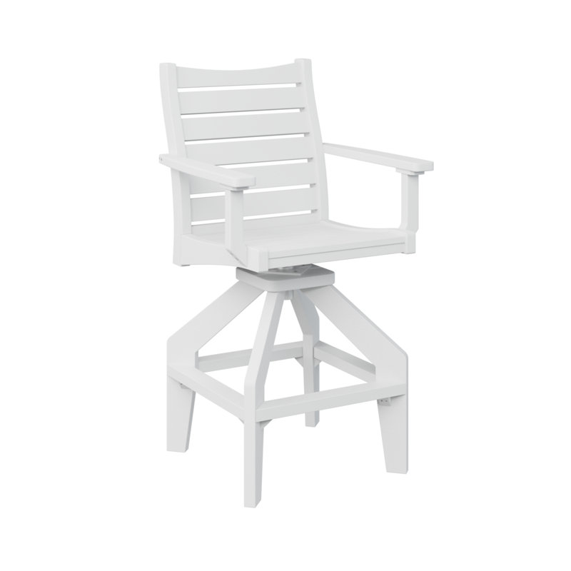 Bristol High-Density Polyethylene (HDPE) Outdoor Stool, White, 26.5"