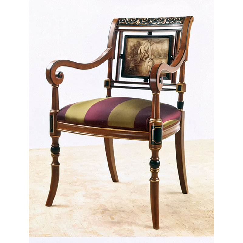 Chaise avec accoudoirs en bois massif brun