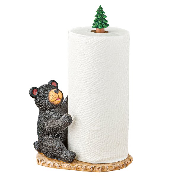 Millwood Pines Cast Iron Brown Rustic Forest Woodland Bear Lodge  Freestanding Weighted Base Paper Towel Holder