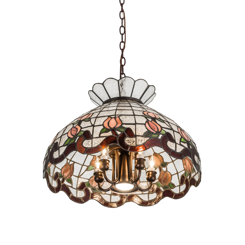 Meyda Tiffany & Stained Glass Pendant, Pink/Plum