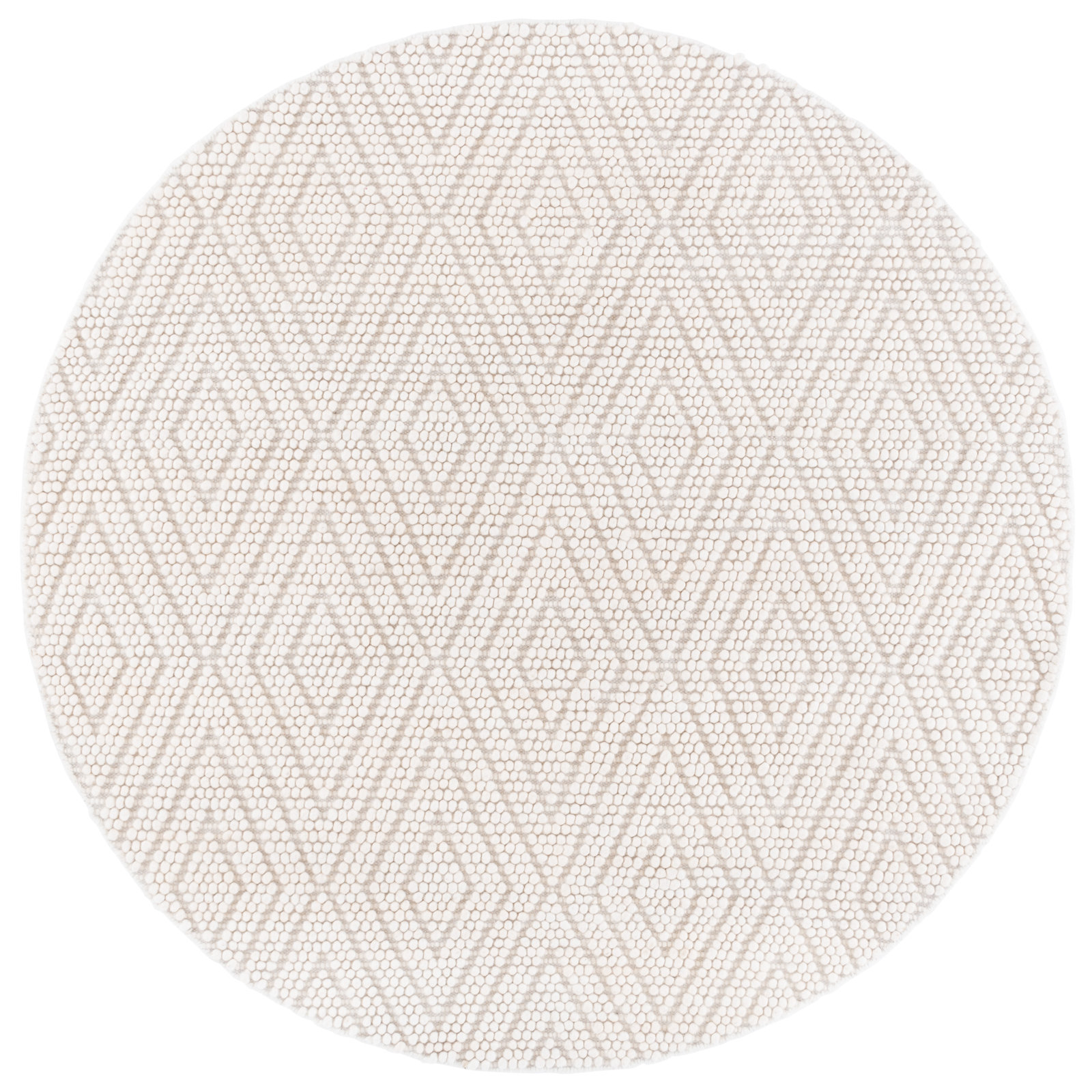 Elle Ivory Hand-Woven Geometric Rug, Round 6'