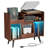 Large Record Player Stand, 350 Vinyl Record Storage Holder with Power Outlet and LED Light-471732376