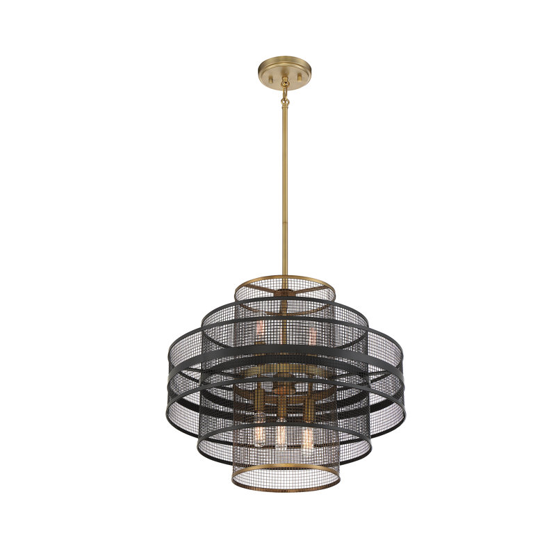 Luminaire suspendu noir mat 6 lumières Granten