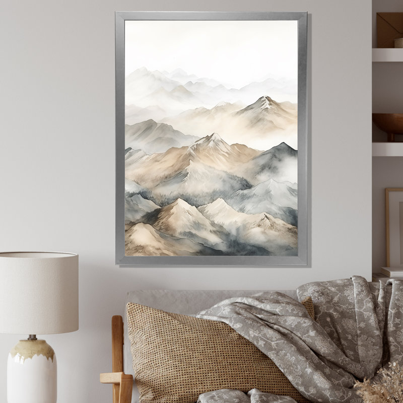 " Mountain Silent Beauty III ", 44" H x 34" W x 1.5" D, Silver Single Picture Framed