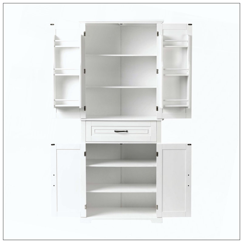 Bathroom Storage Cabinet Doors Drawer Adjustable Shelf, White