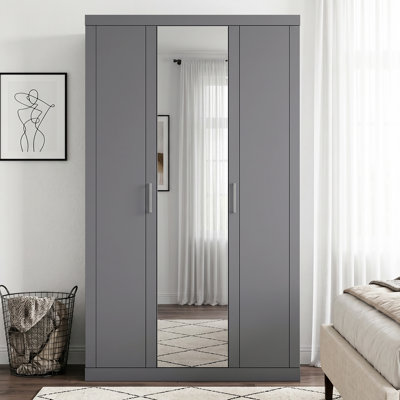 Kimberley 3 Door Manufactured Wood Wardrobe with Mirror