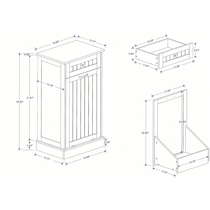 One Drawers and One-Compartment Tilt-Out Trash Cabinet Kitchen Trash Cabinet-Black