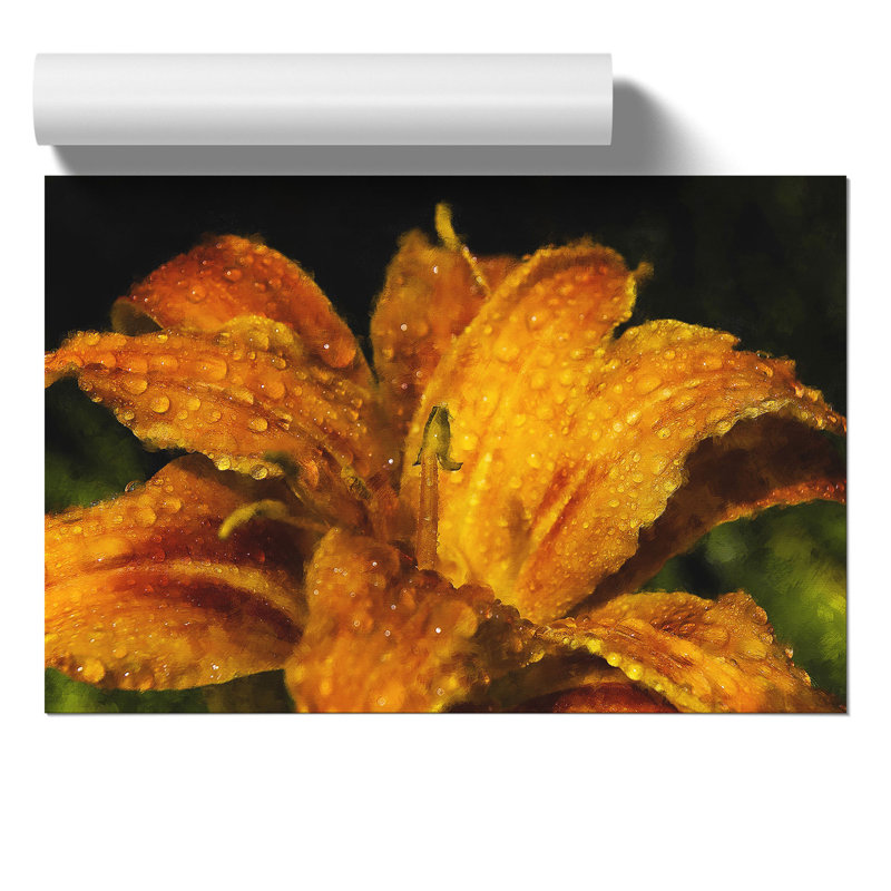 Yellow Lily Flower Painting - Frameless Print, 42cm H x 59cm W x 0.1cm D