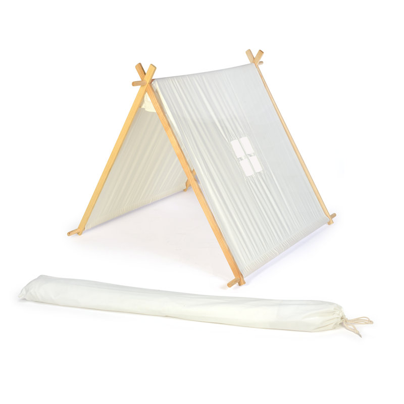 White Canvas A-Frame Teepee Play Tent with Carry Case