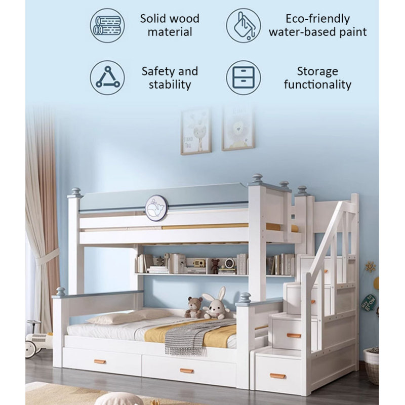 Lit superposé pour enfant avec échelle et matelas Minimalist