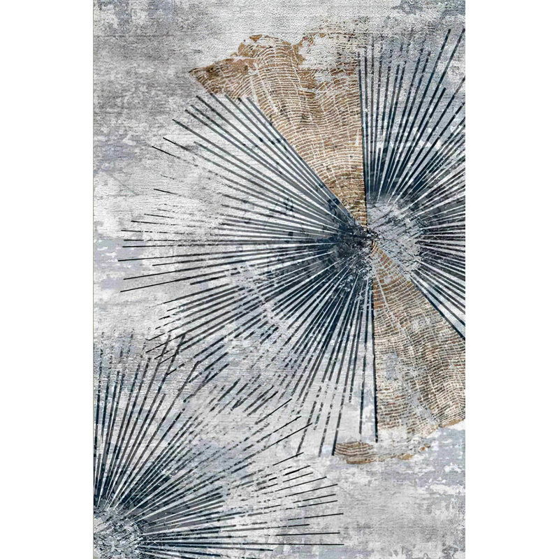 Nyeim Machine Washable Living Room Rug Design 7708 - 5X8 (5'2"X7'5"), Grey