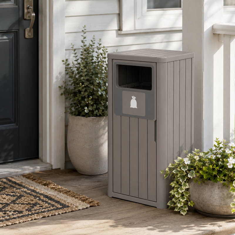 Weatherproof Resin Trash Can with Lid