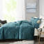 Édredon en velours bleu sarcelle pour lit double / grand Elegant-125962648-125962649