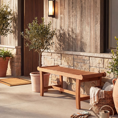  Ensemble de 2 bancs de salle à manger d'extérieur en bois avec siège à lattes et bords surélevés