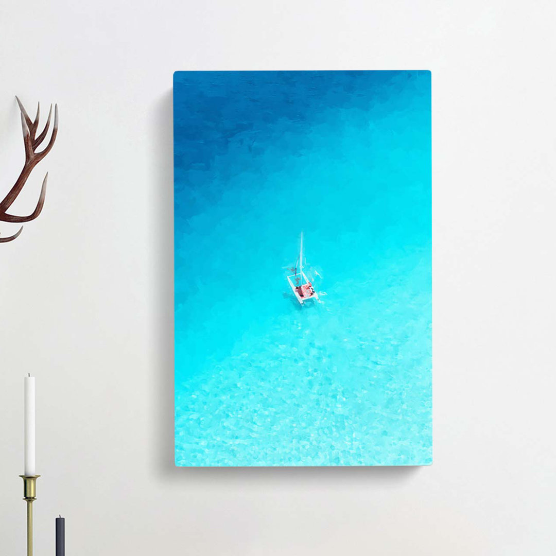 Catamaran Boat in the Maldives in Abstract - Wrapped Canvas