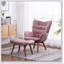 Fauteuil d'appoint capitonné en velours soyeux avec repose-pieds Leiria, jaune, pour des sièges élégants et confortables-2039531721