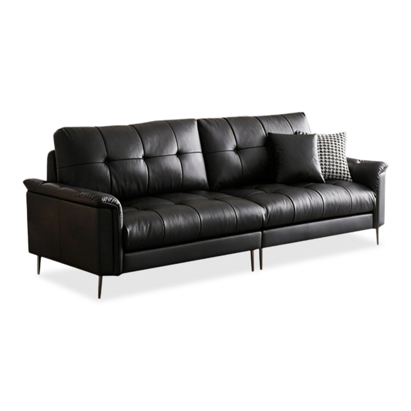 Canapé modulaire noir en similicuir, L 94,49 po