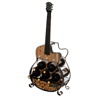 17 Stories Guitar Shape 5-bottle Wine Rack - Vintage Decorative Freestanding Wine Holder And Storage Organizer For Kitchen, Dining Room & Home Bar - P by 17 Stories