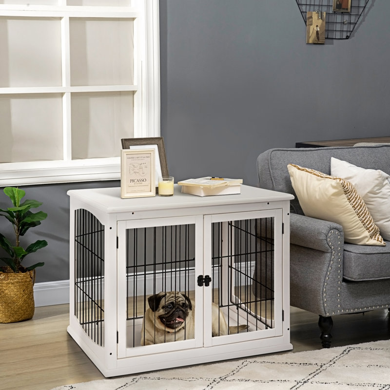 Meuble de caisse pour chien Pawhut, Blanc