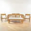Ensemble de table de salle à manger 6 pièces avec banc, table de salle à manger longue avec trou pour parasol, bois massif, fauteuils rembourrés, style campagnard moderne, utilisation à l'extérieur-815110646