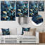 «Golden Blue Crystal Butterflies», reproduction d'art murale abstraite en métal-601456661